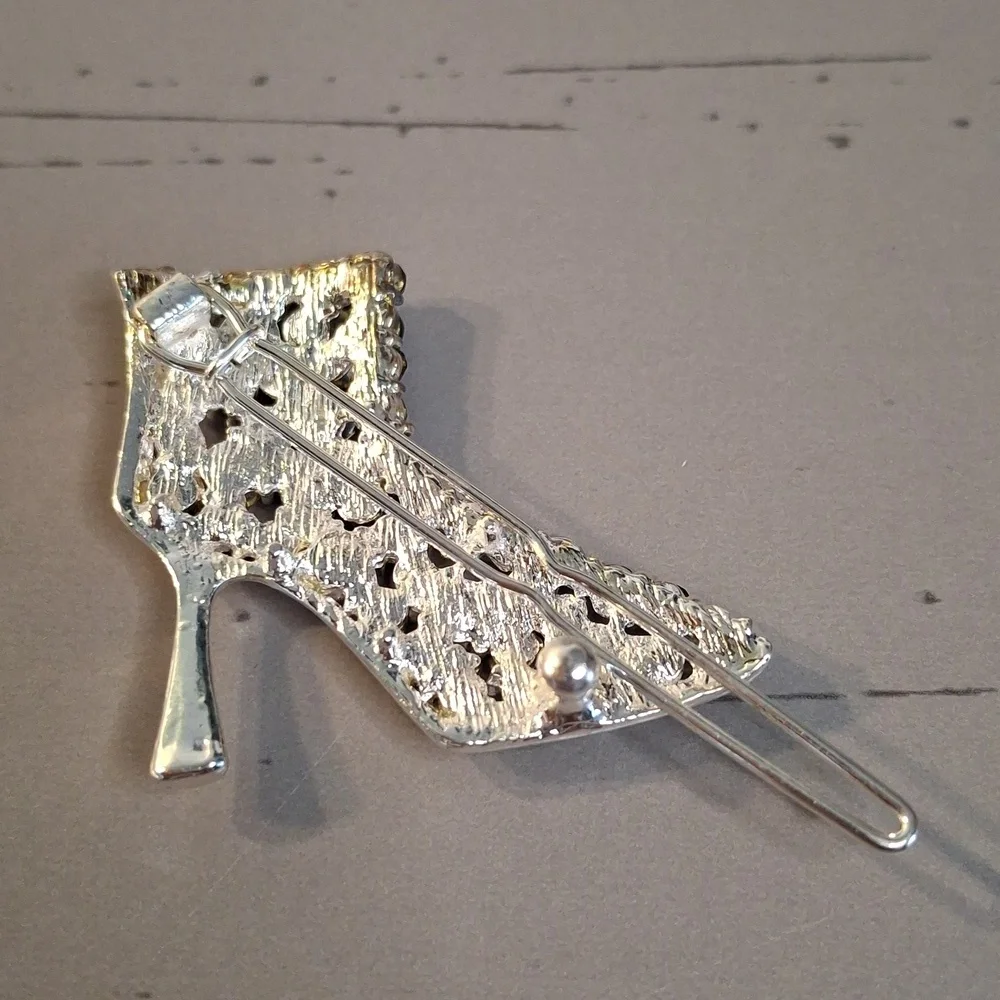 Black Rhinestone High Heel Barette